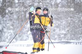 15.03.2024, Rena-Lillehammer, Norway (NOR): Johannes Ekloef (SWE), Emilie Fleten (NOR), (l-r) - training, Ski Classics Birkebeinerrennet,  Rena-Lillehammer (NOR). www.nordicfocus.com. © Reichert/NordicFocus. Every downloaded picture is fee-liable.