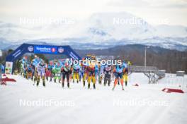07.04.2024, Bardufoss-Finnsnes, Norway (NOR): Kati Roivas (FIN), Anikken Gjerde Alnes (NOR), Emilie Fleten (NOR), Karolina Hedenstroem (SWE), Astrid Oeyre Slind (NOR), (l-r) - Ski Classics Summit 2 Senja, Bardufoss-Finnsnes (NOR). www.nordicfocus.com. © Reichert/NordicFocus. Every downloaded picture is fee-liable.