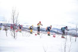 07.04.2024, Bardufoss-Finnsnes, Norway (NOR): Petter Stakston (NOR), Amund Riege (NOR), Johan Hoel (NOR), Max Novak (SWE), Magnus Vesterheim (NOR), (l-r) - Ski Classics Summit 2 Senja, Bardufoss-Finnsnes (NOR). www.nordicfocus.com. © Reichert/NordicFocus. Every downloaded picture is fee-liable.