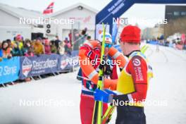 07.04.2024, Bardufoss-Finnsnes, Norway (NOR): Martin Loewstroem Nyenget (NOR), Johan Hoel (NOR), (l-r) - Ski Classics Summit 2 Senja, Bardufoss-Finnsnes (NOR). www.nordicfocus.com. © Reichert/NordicFocus. Every downloaded picture is fee-liable.
