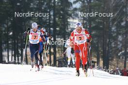 Cross-Country - FIS world cup cross-country final, relay women 4x5 km, 25.03.07 - Falun (SWE): Vibeke W. Skofterud (NOR), Karine Philippot (FRA).