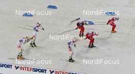 Ski Jumping - FIS Nordic World Ski Championchips - Cross Country Sprint - Sapporo (JPN) - 22.02.07: fight in the A-final, left to right: Bjoern Lind (SWE), Emil Joensson (SWE), Mats Larsson, Andrew Newell (USA), Jens Arne Svartedal (NOR), Eldar Roenning (NOR)