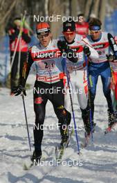 FIS Nordic World Ski Championchips - Cross Country Relay Men 4x10 km  - Sapporo (JPN) - 02.03.07: Group, in front Jens Filbrich (GER), behind Devon Kershaw (CAN), behind Ville Nousiainen (FIN) 