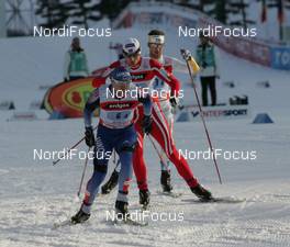 FIS Nordic World Ski Championchips - Cross Country Relay Men 4x10 km  - Sapporo (JPN) - 02.03.07: Evgenji Dementiev (RUS), behind Petter Northug (NOR), behind Anders Soedergren (SWE) 