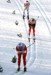 Cross-Country - FIS Nordic World Ski Championchips cross-country, relay women 4x5 km, 01.03.07 - Sapporo (JPN): Vibeke W. Skofterud (NOR), Seraina Mischol (SUI), Anna Dahlberg (SWE).