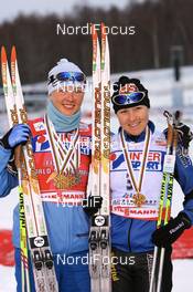 Cross-Country - FIS Nordic World Ski Championchips cross-country, ladies 30 km classical mass start, 03.03.07 - Sapporo (JPN): Virpi Kuitunen (FIN), Aino Kaisa Saarinen (FIN).