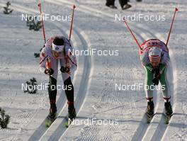 Cross-Country - FIS Nordic World Ski Championchips cross-country, relay women 4x5 km, 01.03.07 - Sapporo (JPN): Chandra Crawford (CAN), Alena Sannikova (BLR).