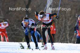 Cross-Country - FIS Nordic World Ski Championchips cross-country, relay men 4x10 km, 02.03.07 - Sapporo (JPN): Franz Goering, Gsring (GER), Sami Jauhojaervi (FIN).