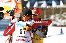 Cross-Country - FIS world cup cross-country, 50 km men classical, 17.03.07 - Holmenkollen (NOR): Odd-Bjoern Hjelmeset (NOR), Tobias Angerer (GER).