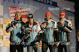 Nordic Combined - FIS Nordic World Ski Championchips nordic combined, LH Team Gundersen - Sapporo (JPN): fl Tino Edelmann, Sebastian Hasenay, Ronny Ackermann, Bjoern Kircheisen GER