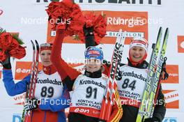 29.11.2007, Kontiolahti, Finland (FIN): l-r: Tatiana Moiseeva (RUS), Martina Glagow (GER) , winner, Simone Denkinger (GER) - IBU world cup biathlon, individual women, Kontiolahti (FIN). www.nordicfocus.com. c Manzoni/NordicFocus. Every downloaded picture is fee-liable.