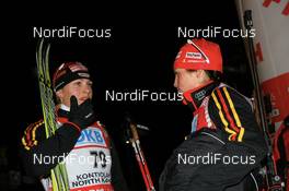 30.11.2007, Kontiolahti, Finland (FIN): l-r: Magdalena Neuner (GER) and Andrea Henkel (GER) - IBU world cup biathlon, sprint women, Kontiolahti (FIN). www.nordicfocus.com. c Manzoni/NordicFocus. Every downloaded picture is fee-liable.