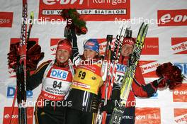 30.11.2007, Kontiolahti, Finland (FIN): l-r: Kati Wilhelm (GER), Martina Glagow (GER), Tora Berger (NOR)  - IBU world cup biathlon, sprint women, Kontiolahti (FIN). www.nordicfocus.com. c Manzoni/NordicFocus. Every downloaded picture is fee-liable.