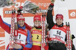 08.12.2007, Hochfilzen (AUT): winnr l-r: Dmitri Yaroshenko (RUS), Ole Einar Bjoerndalen (NOR), Daniel Graf (GER) - IBU World Cup biathlon, pursuit men - Hochfilzen (AUT). www.nordicfocus.com. c Furtner/NordicFocus. Every downloaded picture is fee-liable.