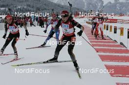 08.12.2007, Hochfilzen (AUT): l-r: Andrea Henkel (GER), Magdalena Neuner (GER) - IBU World Cup biathlon, pursuit women - Hochfilzen (AUT). www.nordicfocus.com. c Furtner/NordicFocus. Every downloaded picture is fee-liable.