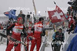 09.12.2007, Hochfilzen (AUT): team suisse, Matthias Simmen (SUI) left - IBU World Cup biathlon, relay men - Hochfilzen (AUT). www.nordicfocus.com. c Furtner/NordicFocus. Every downloaded picture is fee-liable.