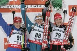 07.12.2007, Hochfilzen (AUT): winner l-r: Ekaterina Iourieva (RUS), Sandrine Bailly (FRA), Kati Wilhelm (GER)  - IBU World Cup biathlon, sprint women - Hochfilzen (AUT). www.nordicfocus.com. c Furtner/NordicFocus. Every downloaded picture is fee-liable.