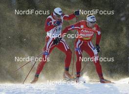 25.11.2007, Beitostoelen, Norway (NOR): Tord Asle Gjerdalen (NOR), Tor Arne Hetland (NOR) behind - FIS world cup cross-country, relay men, Beitostoelen. www.nordicfocus.com. c Furtner/NordicFocus. Every downloaded picture is fee-liable.
