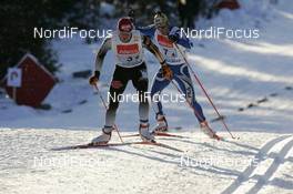 25.11.2007, Beitostoelen, Norway (NOR): Tobias Angerer (GER), Girogio di Centa (ITA) behind - FIS world cup cross-country, relay men, Beitostoelen. www.nordicfocus.com. c Furtner/NordicFocus. Every downloaded picture is fee-liable.