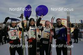 25.11.2007, Beitostoelen, Norway (NOR): Team GER l-r: Stefanie Boehler (GER), Katrin Zeller (GER), Evi Sachenbacher Stehle (GER), Claudia Kuenzel-Nystad (GER)  - FIS world cup cross-country, relay women, Beitostoelen. www.nordicfocus.com. c Furtner/NordicFocus. Every downloaded picture is fee-liable.
