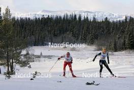 25.11.2007, Beitostoelen, Norway (NOR): Silvana Bucher (SUI) left, Sara Svendsen (NOR)  - FIS world cup cross-country, relay women, Beitostoelen. www.nordicfocus.com. c Furtner/NordicFocus. Every downloaded picture is fee-liable.