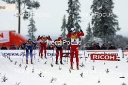 01.12.2007, Kuusamo, Finland (FIN): l-r: Nikita Kriukov (RUS), Oystein Pettersen (NOR), Andrew Newell (USA), Johan Kjoelstad (NOR)  - FIS world cup cross-country, individual sprint, Kuusamo (FIN). www.nordicfocus.com. c Felgenhauer/NordicFocus. Every downloaded picture is fee-liable.