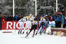 01.12.2007, Kuusamo, Finland (FIN): l-r: Martti Jylhae (FIN), Mats Larsson (SWE), Franz Goering (GER), Vassili Rotchev (RUS),  - FIS world cup cross-country, individual sprint, Kuusamo (FIN). www.nordicfocus.com. c Felgenhauer/NordicFocus. Every downloaded picture is fee-liable.