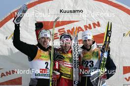 01.12.2007, Kuusamo, Finland (FIN): l-r: Emil Joensson (SWE), Johan Kjoelstad (NOR), Mats Larsson (SWE), - FIS world cup cross-country, individual sprint, Kuusamo (FIN). www.nordicfocus.com. c Felgenhauer/NordicFocus. Every downloaded picture is fee-liable.