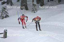 08.12.2007, Davos (SUI): Jens Filbrich (GER) leads Dario Cologna (SUI) - FIS World Cup cross-country, 15km men - Davos (SUI). www.nordicfocus.com. c Manzoni/NordicFocus. Every downloaded picture is fee-liable.