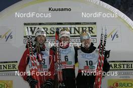 30.11.2007, Kuusamo, Finland (FIN): l-r: Johnny Spillane (USA), Ronny Ackermann (GER), Christoph Bieler (AUT) - FIS world cup nordic combined, individual gundersen, Kuusamo (FIN). www.nordicfocus.com. c Furtner/NordicFocus. Every downloaded picture is fee-liable.