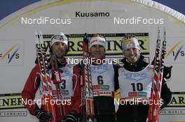 30.11.2007, Kuusamo, Finland (FIN): l-r: Johnny Spillane (USA), Ronny Ackermann (GER), Christoph Bieler (AUT)  - FIS world cup nordic combined, individual gundersen, Kuusamo (FIN). www.nordicfocus.com. c Felgenhauer/NordicFocus. Every downloaded picture is fee-liable.