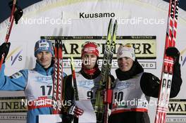 01.12.2007, Kuusamo, Finland (FIN): winner l-r: Hannu Manninen (FIN), Bjoern Kircheisen (GER), Bill Demong (USA) - FIS world cup nordic combined, sprint, Kuusamo (FIN). www.nordicfocus.com. c Furtner/NordicFocus. Every downloaded picture is fee-liable.