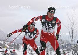 15.12.2007, Ramsau, Austria (AUT): Mario Stecher (AUT), Wilhelm Denifl (AUT) left - FIS world cup nordic combined, mass start, Ramsau (AUT). www.nordicfocus.com. c Furtner/NordicFocus. Every downloaded picture is fee-liable.