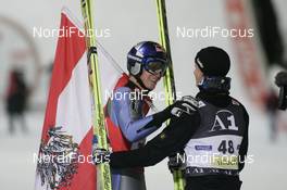13.12.2007, Villach, Austria (AUT): l-r: Thomas Morgenstern (AUT), Gregor Schlierenzauer (AUT) - FIS world cup ski jumping, individual HS98, Villach (AUT). www.nordicfocus.com. c Furtner/NordicFocus. Every downloaded picture is fee-liable.