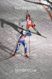 03.01.2008, Oberhof, Germany (GER): Michaela Ponza (ITA) leads Liudmila Kalinchik (BLR) - IBU World Cup biathlon, relay women - Oberhof (GER). www.nordicfocus.com. c Manzoni/NordicFocus. Every downloaded picture is fee-liable.
