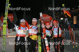 03.01.2008, Oberhof, Germany (GER): l-r: Kathrin Hitzer (GER), Simone Denkinger (GER), Andrea Henkel (GER), Kati Wilhelm (GER) - IBU World Cup biathlon, relay women - Oberhof (GER). www.nordicfocus.com. c Manzoni/NordicFocus. Every downloaded picture is fee-liable.