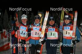 03.01.2008, Oberhof, Germany (GER): l-r: Sandrine Bailly (FRA), Delphine Peretto (FRA), Sylvie Becaert (FRA), Pauline Macabies (FRA) - IBU World Cup biathlon, relay women - Oberhof (GER). www.nordicfocus.com. c Manzoni/NordicFocus. Every downloaded picture is fee-liable.