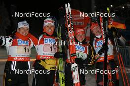 03.01.2008, Oberhof, Germany (GER): l-r: Kathrin Hitzer (GER), Simone Denkinger (GER), Andrea Henkel (GER), Kati Wilhelm (GER) - IBU World Cup biathlon, relay women - Oberhof (GER). www.nordicfocus.com. c Manzoni/NordicFocus. Every downloaded picture is fee-liable.