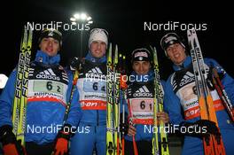 10.01.2008, Ruhpolding, Germany (GER): l-r: Mattia Cola (ITA), Markus Windisch (ITA), Christian de Lorenzi (ITA), Christian Martinelli (ITA) - IBU world cup biathlon, relay men, Ruhpolding (GER). www.nordicfocus.com. c Manzoni/NordicFocus. Every downloaded picture is fee-liable.