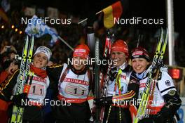 09.01.2008, Ruhpolding, Germany (GER): l-r: Kathrin Hitzer (GER), Sabrina Buchholz (GER), Kati Wilhelm (GER), Magdalena Neuner (GER) - IBU world cup biathlon, relay women, Ruhpolding (GER). www.nordicfocus.com. c Manzoni/NordicFocus. Every downloaded picture is fee-liable.