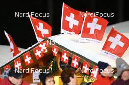 09.01.2008, Ruhpolding, Germany (GER): swiss flags on a bar - IBU world cup biathlon, relay women, Ruhpolding (GER). www.nordicfocus.com. c Manzoni/NordicFocus. Every downloaded picture is fee-liable.