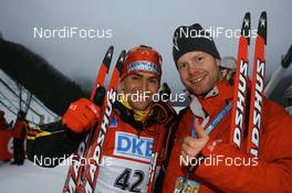 12.01.2008, Ruhpolding, Germany (GER): Michael Greis (GER) and Lars - IBU world cup biathlon, sprint men, Ruhpolding (GER). www.nordicfocus.com. c Manzoni/NordicFocus. Every downloaded picture is fee-liable.