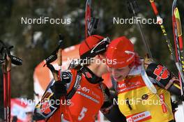 20.01.2008, Antholz, Italy (ITA): Magdalena Neuner (GER) and Kati Wilhelm (GER) - IBU World Cup biathlon, mass women - Antholz (ITA). www.nordicfocus.com. c Manzoni/NordicFocus. Every downloaded picture is fee-liable.