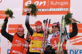 20.01.2008, Antholz, Italy (ITA): l-r: Andrea Henkel (GER), Kati Wilhelm (GER), Magdalena Neuner (GER) - IBU World Cup biathlon, mass women - Antholz (ITA). www.nordicfocus.com. c Manzoni/NordicFocus. Every downloaded picture is fee-liable.