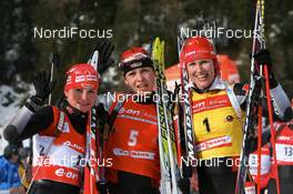20.01.2008, Antholz, Italy (ITA): l-r: Andrea Henkel (GER), Magdalena Neuner (GER) Kati Wilhelm (GER) - IBU World Cup biathlon, mass women - Antholz (ITA). www.nordicfocus.com. c Manzoni/NordicFocus. Every downloaded picture is fee-liable.