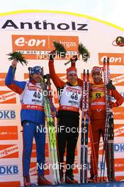 18.01.2008, Antholz, Italy (ITA): l-r: Nikolay Kruglov (RUS), Michael Greis (GER), Ole Einar Bjoerndalen (NOR) - IBU World Cup biathlon, sprint men - Antholz (ITA). www.nordicfocus.com. c Manzoni/NordicFocus. Every downloaded picture is fee-liable.