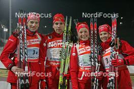 02.03.2008, Pyeong Chang, Korea (KOR): group, Team Norway, l-r: Alexander Os (NOR), Hans Martin Gjedrem (NOR), Solveig Rogstad (NOR), Ann Kristin Flatland (NOR)  - IBU World Cup biathlon, mixed relay - Pyeong Chang (KOR). www.nordicfocus.com. c Hemmersbach/NordicFocus. Every downloaded picture is fee-liable.