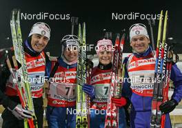 02.03.2008, Pyeong Chang, Korea (KOR): group, Team Italy, l-r: Christian de Lorenzi (ITA), Michaela Ponza (ITA), Roberta Fiando (ITA), Rene Laurent Vuillermoz (ITA)  - IBU World Cup biathlon, mixed relay - Pyeong Chang (KOR). www.nordicfocus.com. c Hemmersbach/NordicFocus. Every downloaded picture is fee-liable.