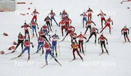 09.03.2008, Khanty Mansiysk, Russia (RUS): group, front, l-r: Nikolay Kruglov (RUS), Dmitri Yaroshenko (RUS), Ole Einar Bjoerndalen (NOR)  - IBU World Cup biathlon, mass men - Khanty Mansiysk (RUS). www.nordicfocus.com. c Hemmersbach/NordicFocus. Every downloaded picture is fee-liable.