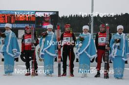 09.03.2008, Khanty Mansiysk, Russia (RUS): group, l-r: Michal Slesingr (CZE), Daniel Graf (GER), Tomasz Sikora (POL)  - IBU World Cup biathlon, mass men - Khanty Mansiysk (RUS). www.nordicfocus.com. c Hemmersbach/NordicFocus. Every downloaded picture is fee-liable.